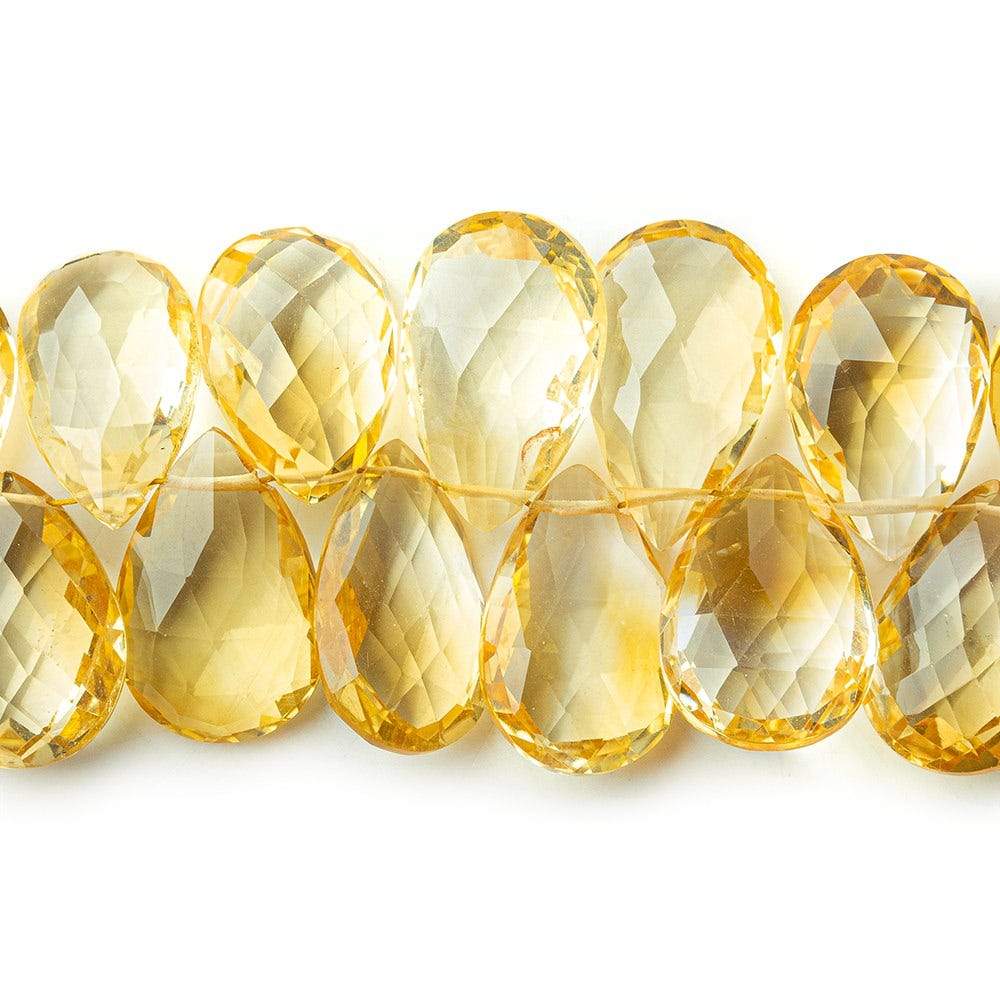 12x9-16x11mm Citrine faceted pear briolettes 8 inch 41 beads AAA - Beadsofcambay.com