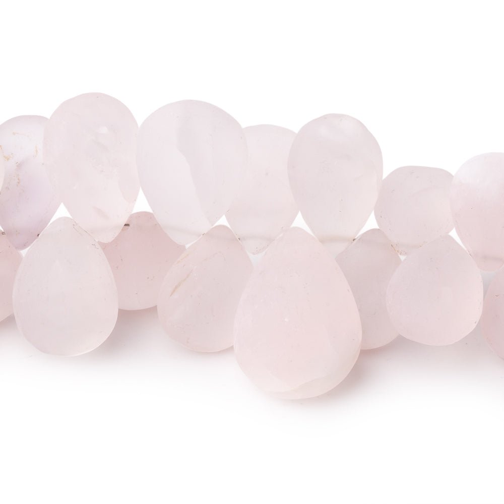 12x9-16x12mm Matte Rose Quartz Plain Pears 7 inch 41 Beads - Beadsofcambay.com