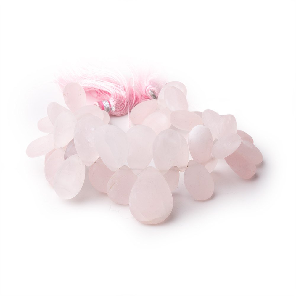 12x9-16x12mm Matte Rose Quartz Plain Pears 7 inch 41 Beads - Beadsofcambay.com