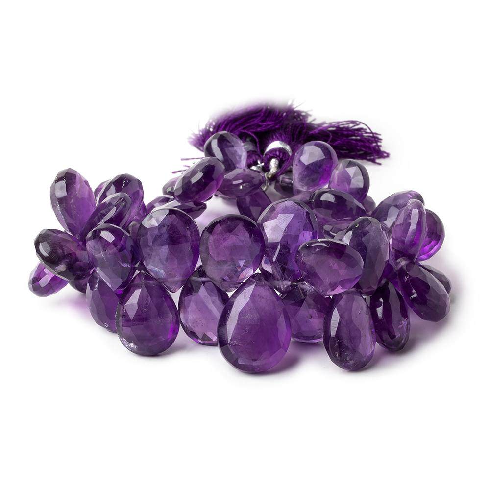 12x9-17x12mm Amethyst Faceted Pear Beads 8 inch 47 pieces - Beadsofcambay.com