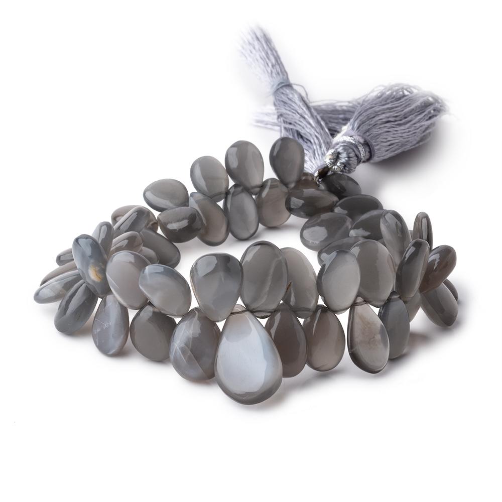 12x9-18x12mm Dark Platinum Grey Moonstone Plain Pear Beads 8 inch 50 pieces - Beadsofcambay.com
