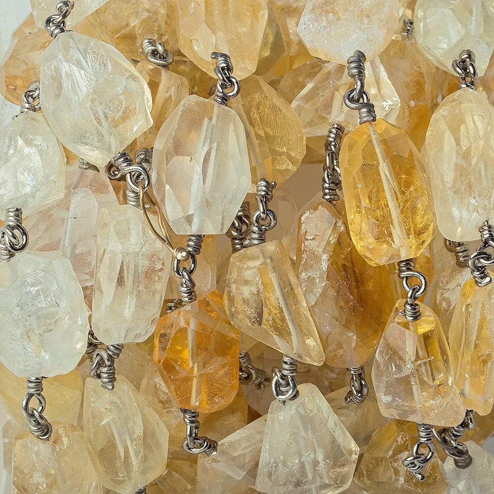 12x9-18x9mm Citrine faceted nugget Black Gold plated Chain by the foot 15 bead per - Beadsofcambay.com