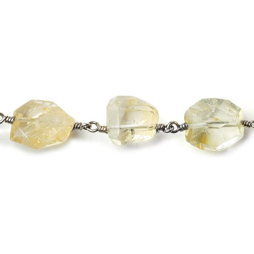 12x9-18x9mm Citrine faceted nugget Black Gold plated Chain by the foot 15 bead per - Beadsofcambay.com