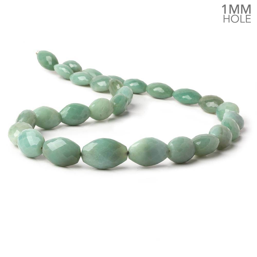 12x9-20x13mm Green Chalcedony faceted nugget 1mm large hole 18 inch 29 beads - Beadsofcambay.com