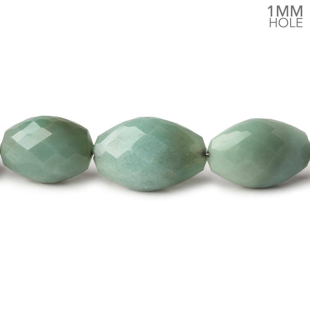 12x9-20x13mm Green Chalcedony faceted nugget 1mm large hole 18 inch 29 beads - Beadsofcambay.com