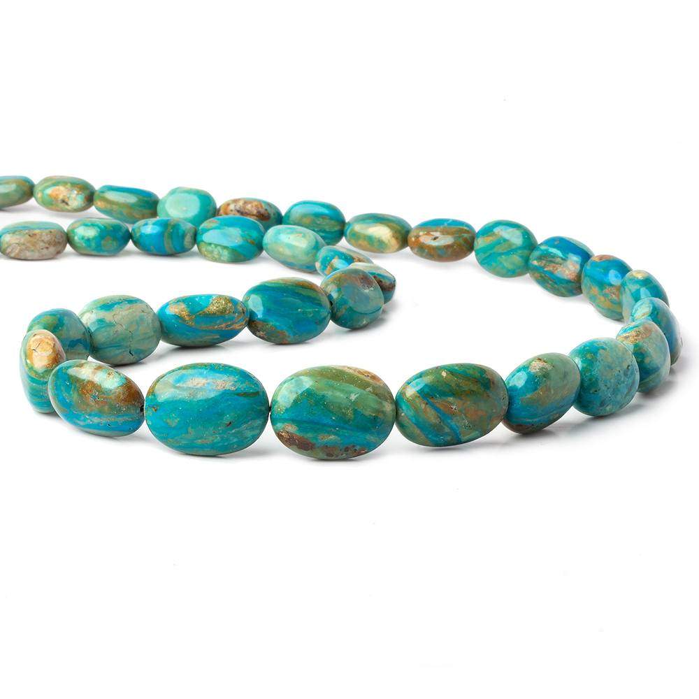 12x9-20x14mm Peruvian Blue Opal with Matrix plain oval nugget beads 20 inch 35 pcs AA - Beadsofcambay.com