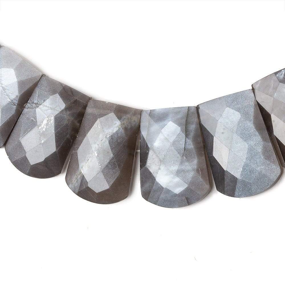 12x9-21x14mm Brownish Grey Moonstone double drilled faceted fancy shape collar 31 beads - Beadsofcambay.com
