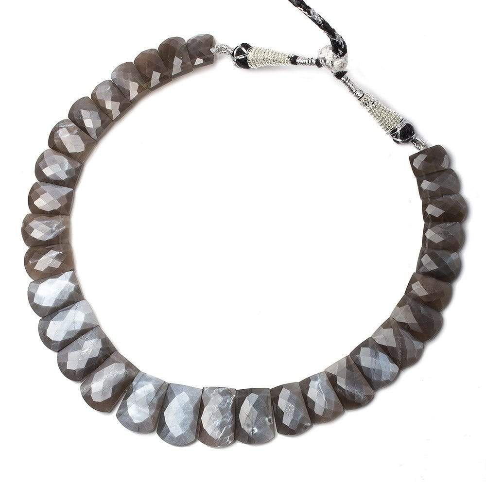 12x9-21x14mm Brownish Grey Moonstone double drilled faceted fancy shape collar 31 beads - Beadsofcambay.com