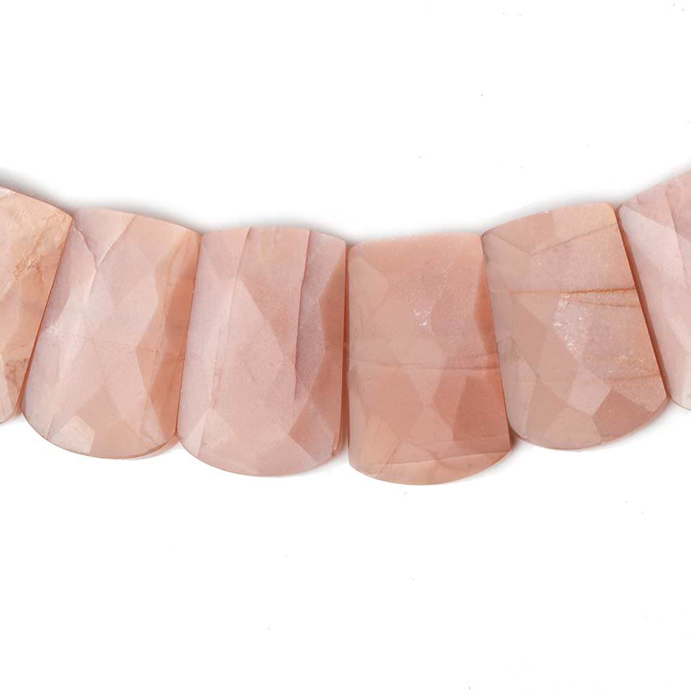12x9-22x14mm Angel Skin Peach Moonstone double drilled faceted fancy shape collar 32 beads - Beadsofcambay.com
