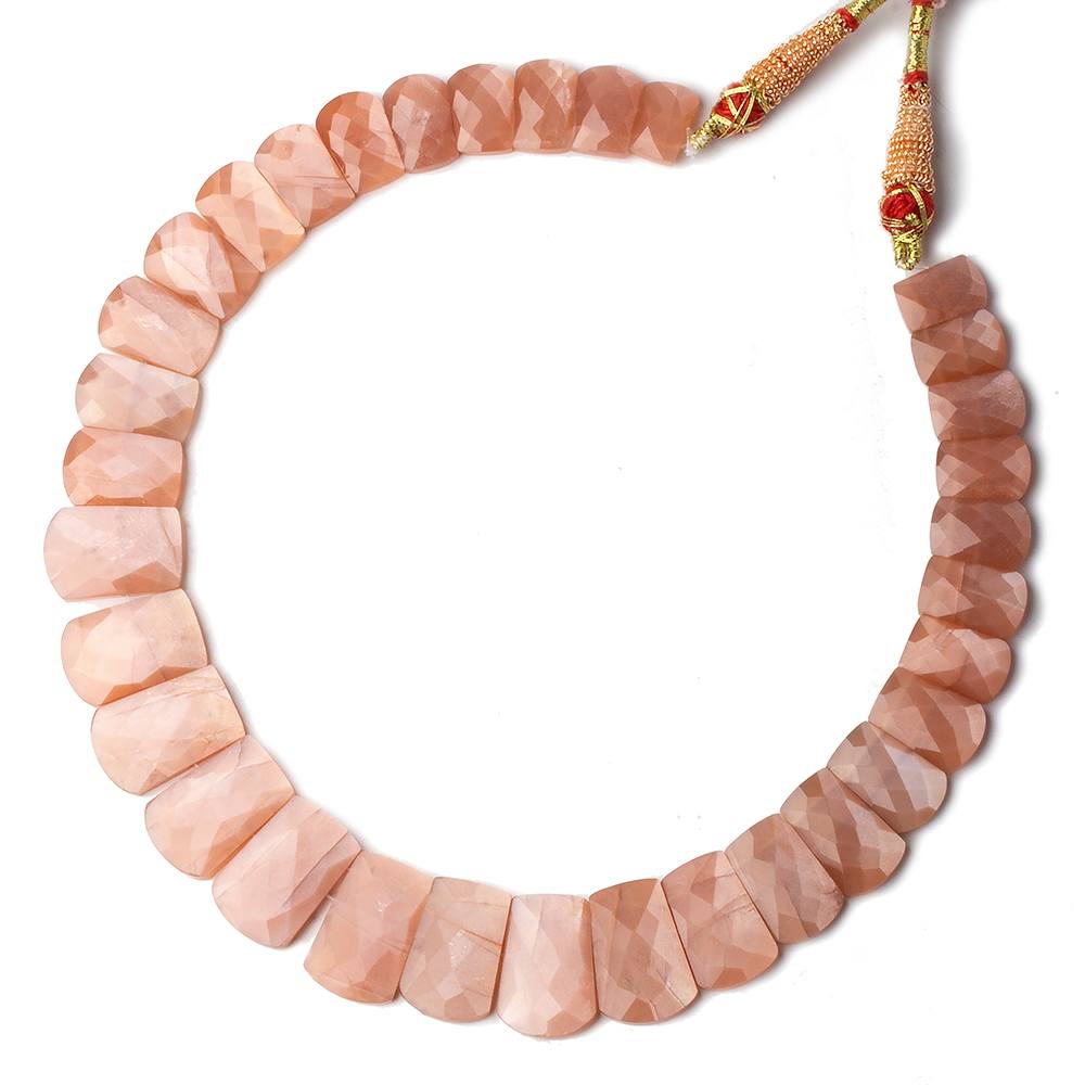 12x9-22x14mm Angel Skin Peach Moonstone double drilled faceted fancy shape collar 32 beads - Beadsofcambay.com