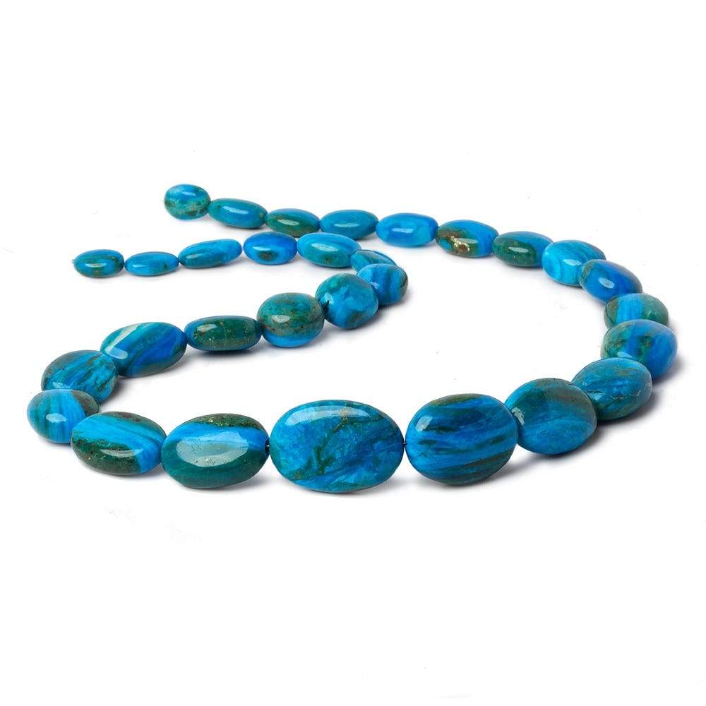12x9-26x17mm Peruvian Blue Opal with Matrix plain oval nugget beads 19 inch 30 pcs AA - Beadsofcambay.com