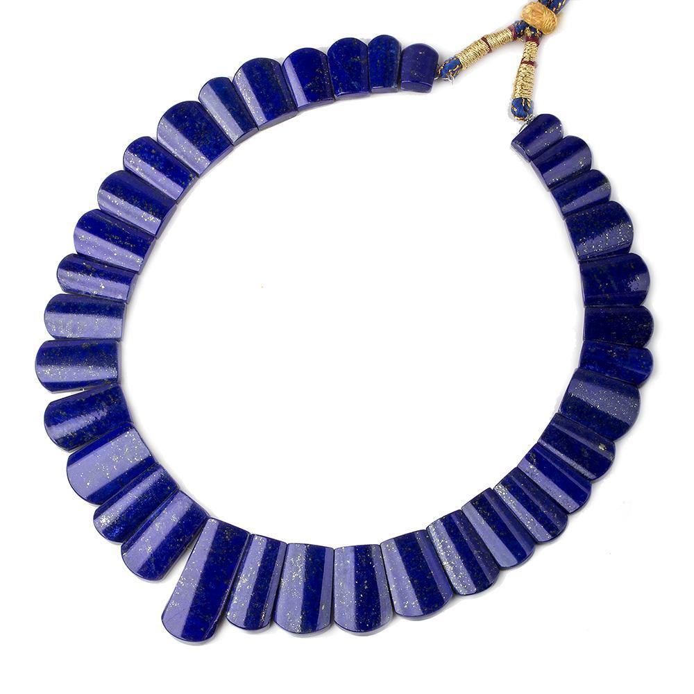 12x9-30x14mm Lapis Lazuli double drilled plain fancy shape collar 35 beads - Beadsofcambay.com