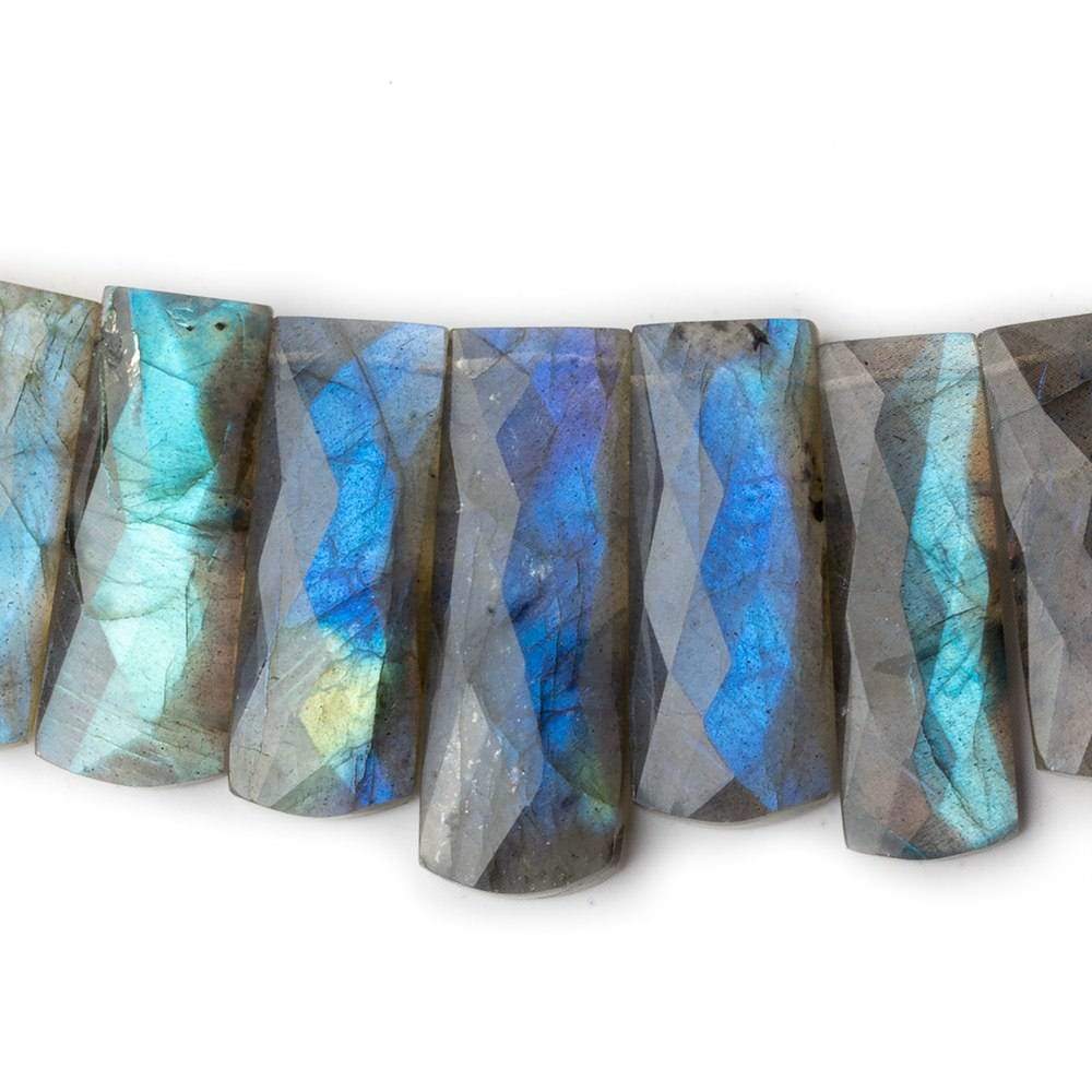 12x9-33x12mm Labradorite double drilled faceted fancy shape collar 40 beads AA - Beadsofcambay.com