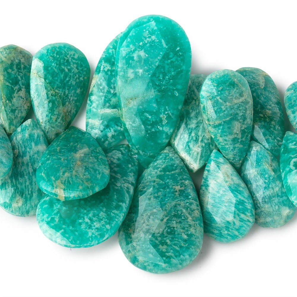 12x9-38x19mm Russian Amazonite Faceted Pear Beads 6 inch 33 pieces - Beadsofcambay.com