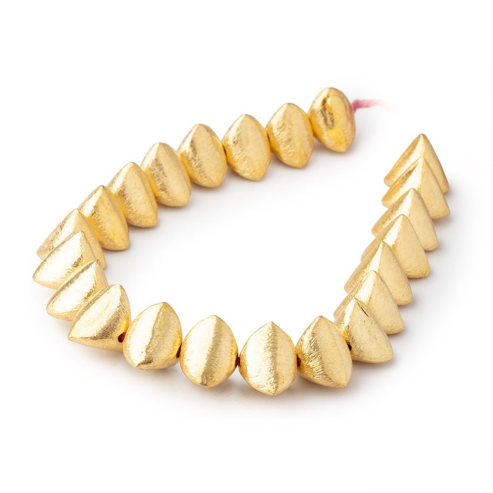 12x9mm 22kt Gold Plated Copper Brushed Trillion 8 inch 22 Beads - Beadsofcambay.com