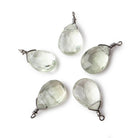 12x9mm Black Gold Wire Wrapped Green Amethyst Faceted Pear 1 Focal Pendant - Beadsofcambay.com