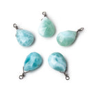 12x9mm Black Gold Wire Wrapped Larimar Faceted Pear 1 Focal Pendant - Beadsofcambay.com