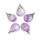 12x9mm Black Gold Wire Wrapped Pink Amethyst Faceted Pear 1 Focal Pendant - Beadsofcambay.com