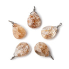 12x9mm Black Gold Wire Wrapped Rutilated Quartz Faceted Pear 1 Focal Pendant - Beadsofcambay.com