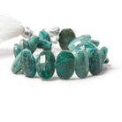 12x9mm Chrysocolla side drilled Faceted Cushion Beads 6 inch 17 pieces - Beadsofcambay.com