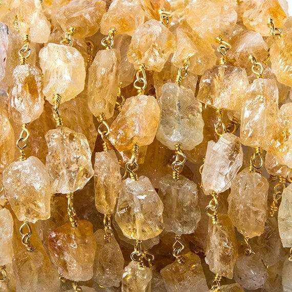 12x9mm Citrine hammer faceted rectangle Gold plated Chain 19 pieces - Beadsofcambay.com