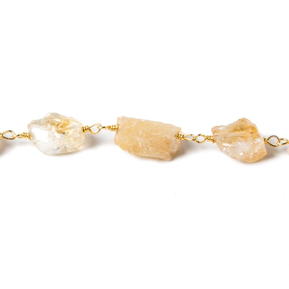 12x9mm Citrine hammer faceted rectangle Gold plated Chain 19 pieces - Beadsofcambay.com