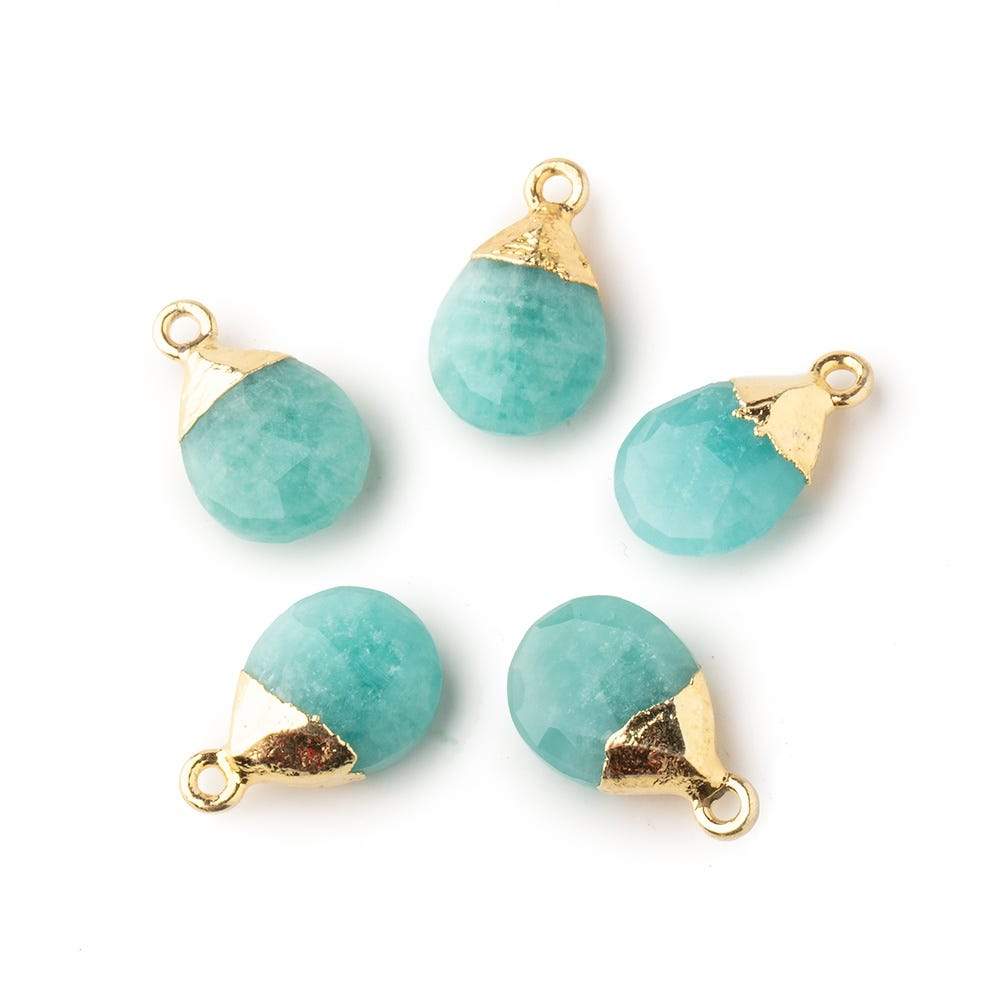 12x9mm Gold Leafed Amazonite faceted pear 1 focal bead - Beadsofcambay.com