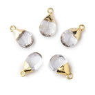 12x9mm Gold Leafed Crystal Quartz faceted pear 1 focal bead - Beadsofcambay.com