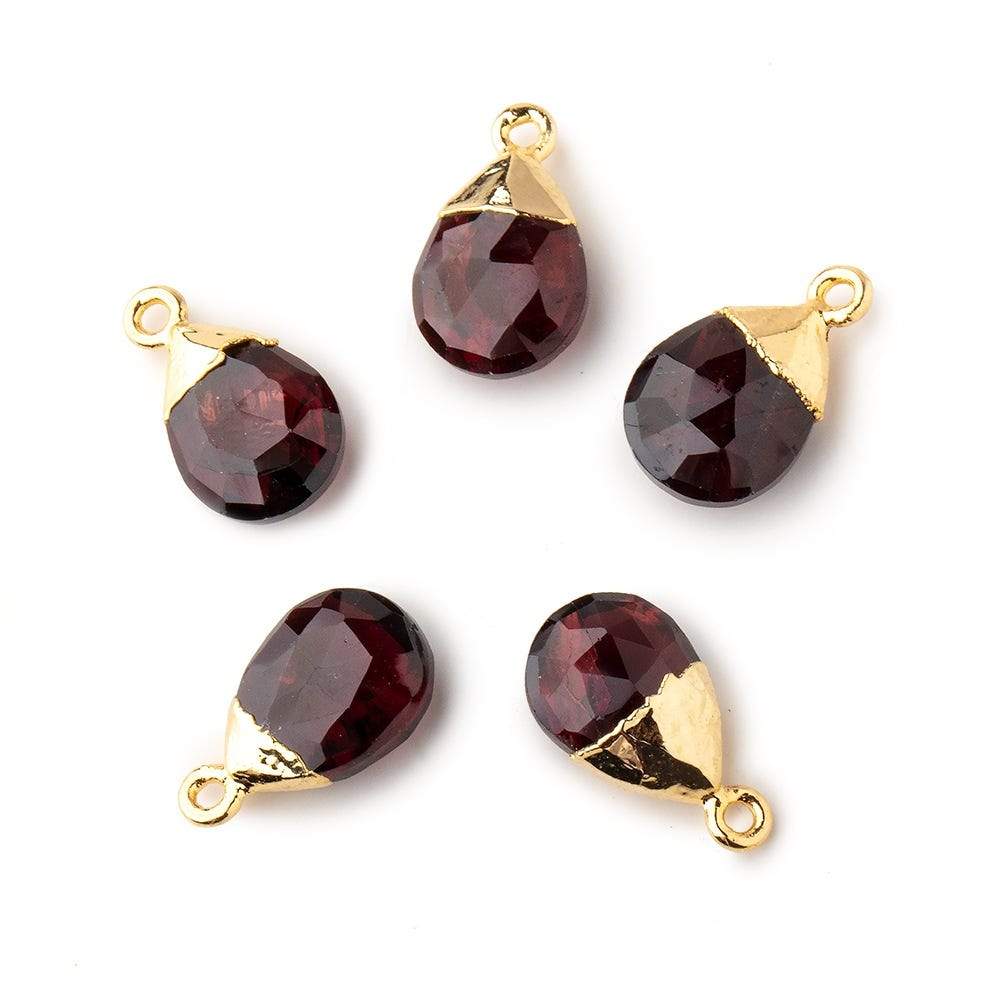 12x9mm Gold Leafed Garnet faceted pear 1 focal bead - Beadsofcambay.com