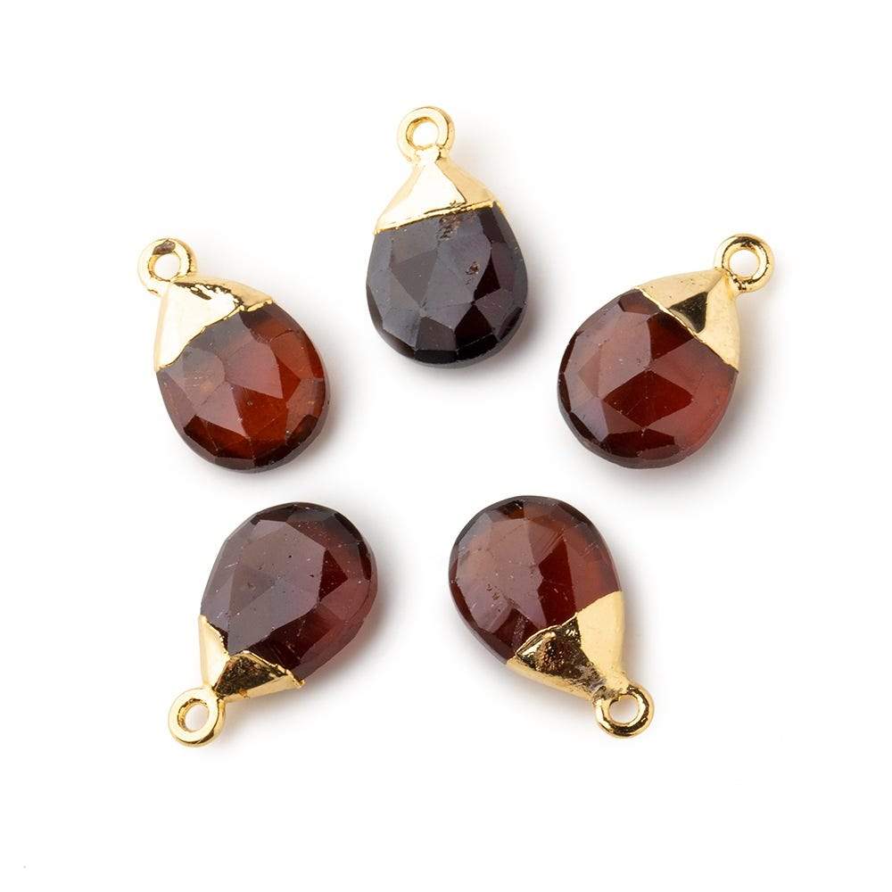 12x9mm Gold Leafed Hessonite Garnet faceted pear 1 focal bead - Beadsofcambay.com
