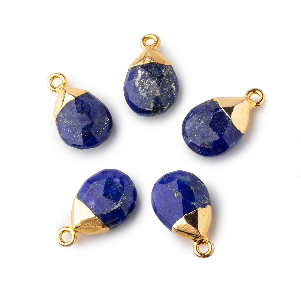 12x9mm Gold Leafed Lapis Lazuli faceted pear 1 focal bead - Beadsofcambay.com