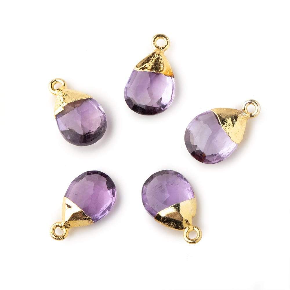 12x9mm Gold Leafed Pink Amethyst faceted pear 1 focal bead - Beadsofcambay.com