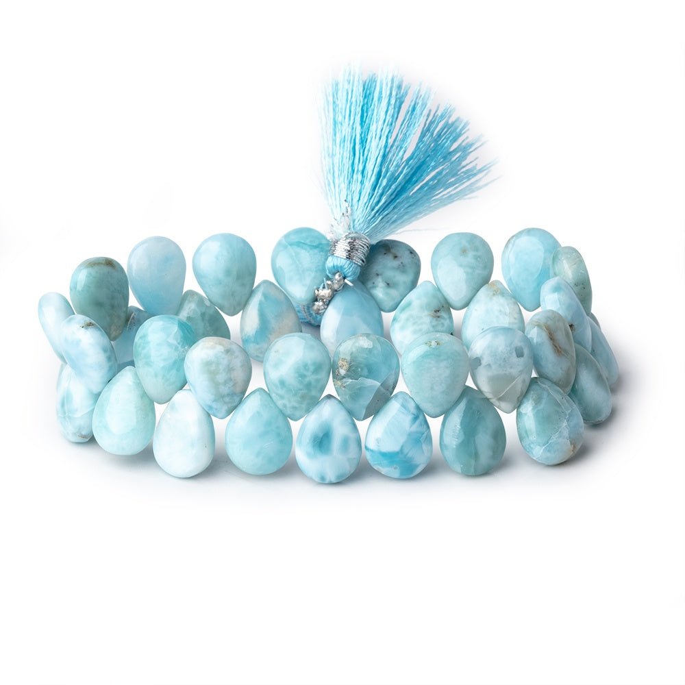 12x9mm Larimar Plain Pear Beads 7.5 inch 36 pieces AA - Beadsofcambay.com