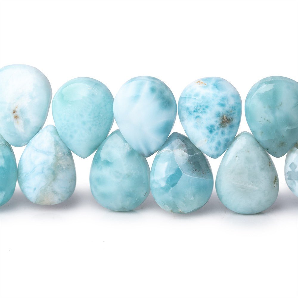 12x9mm Larimar Plain Pear Beads 7.5 inch 36 pieces AA - Beadsofcambay.com