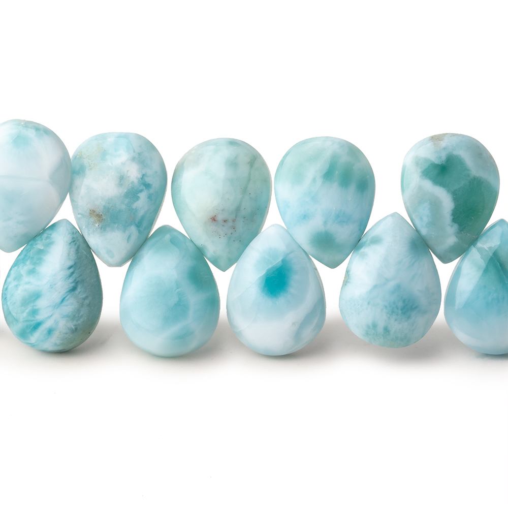 12x9mm Larimar Plain Pear Beads 7.5 inch 37 pieces AA - Beadsofcambay.com