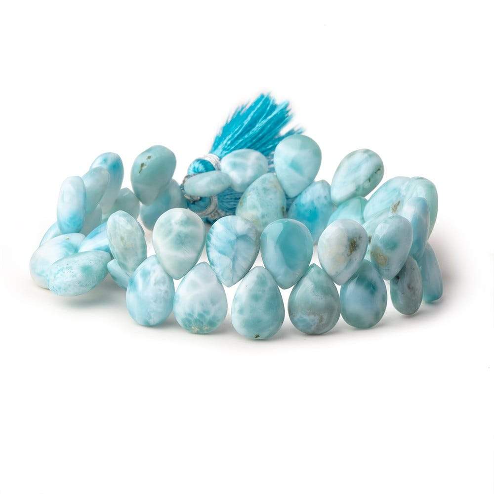 12x9mm Larimar Plain Pear Beads 7.5 inch 37 pieces AA - Beadsofcambay.com