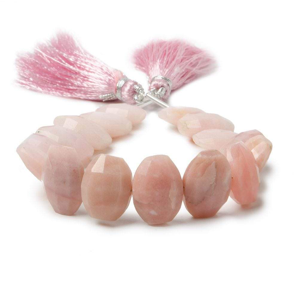 12x9mm Pink Peruvian Opal side drilled Faceted Cushions 6 inch 17 Beads - Beadsofcambay.com