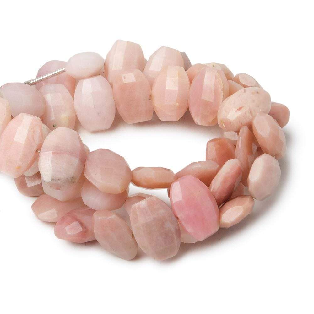 12x9mm Pink Peruvian Opal side drilled Faceted Cushions 6 inch 17 Beads - Beadsofcambay.com