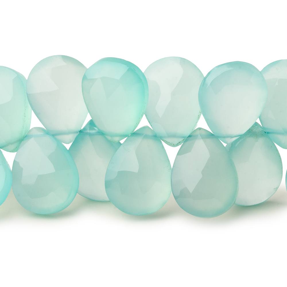 12x9mm Seafoam Blue Chalcedony faceted pears 8 inch 45 beads - Beadsofcambay.com