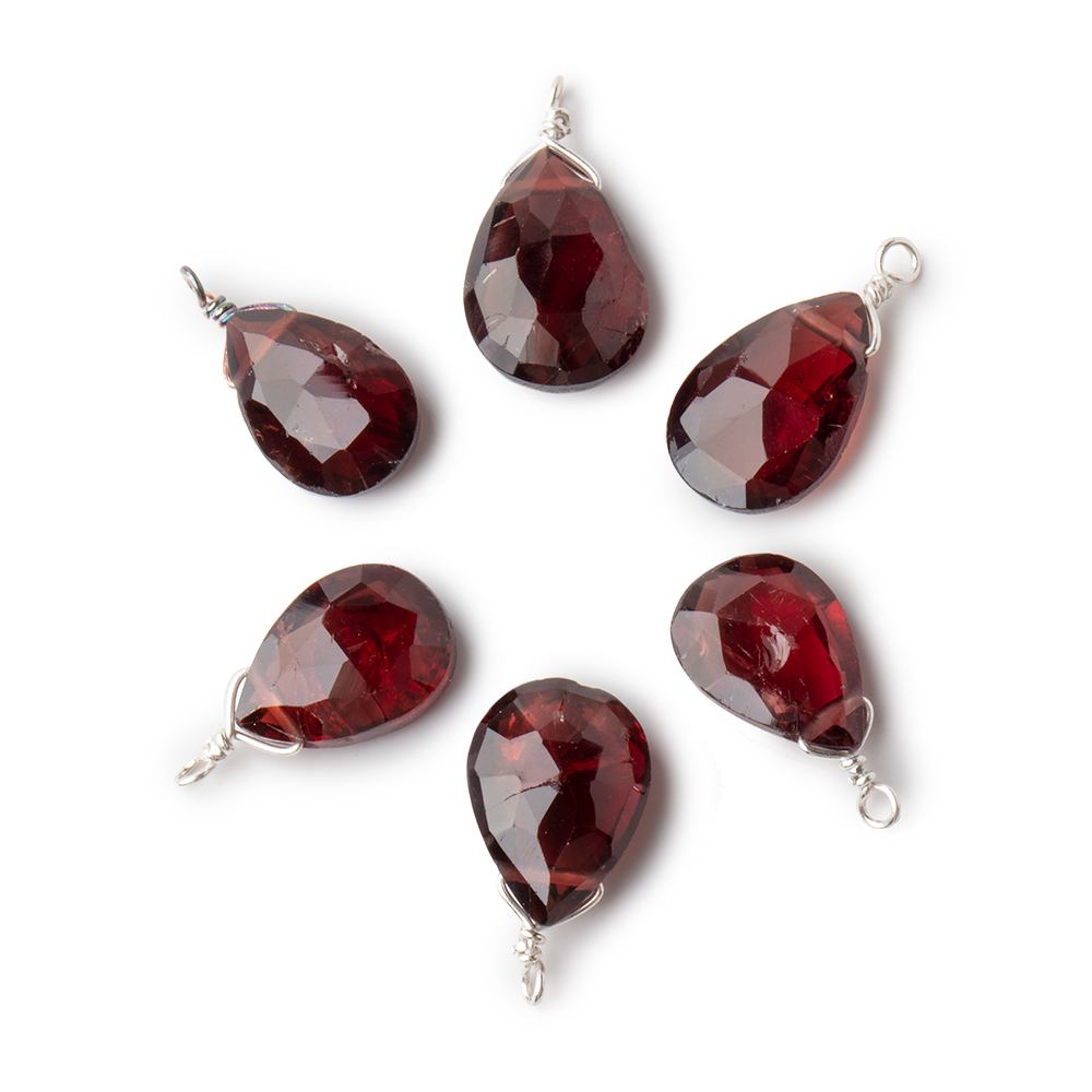 12x9mm Silver Wire Wrapped Garnet Faceted Pear 1 Focal Pendant - Beadsofcambay.com