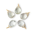 12x9mm Vermeil Wire Wrapped Green Amethyst Faceted Pear 1 Focal Pendant - Beadsofcambay.com