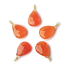 12x9mm Vermeil Wire Wrapped Orange Chalcedony Faceted Pear 1 Focal Pendant - Beadsofcambay.com