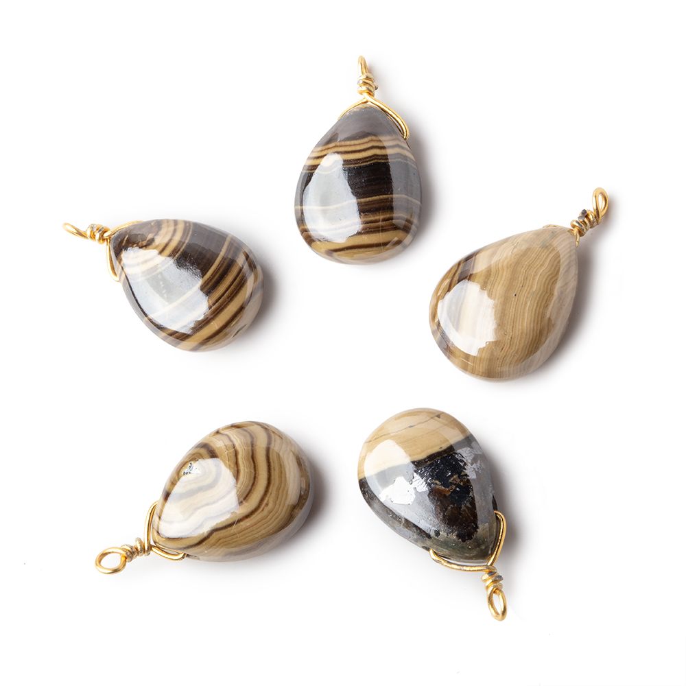 12x9mm Vermeil Wire Wrapped Schalenblende Plain Pear 1 Focal Pendant - Beadsofcambay.com