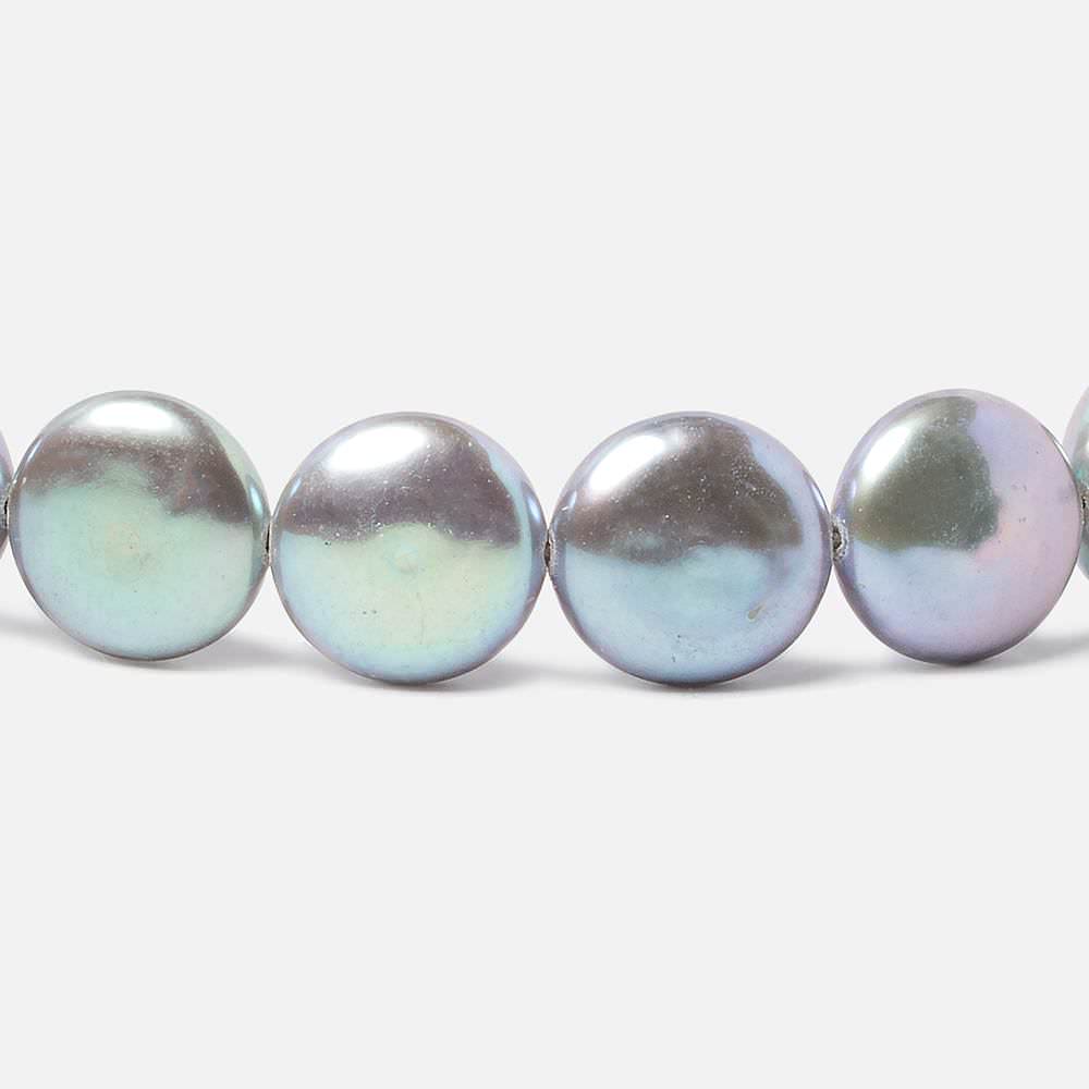 13-13.5mm Silver Coin Freshwater Pearls 16 inch 30 pieces AAA - Beadsofcambay.com