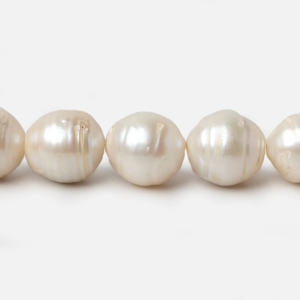 13-14mm Cream White Baroque Large Hole pearls 8 inch 14 pieces - Beadsofcambay.com