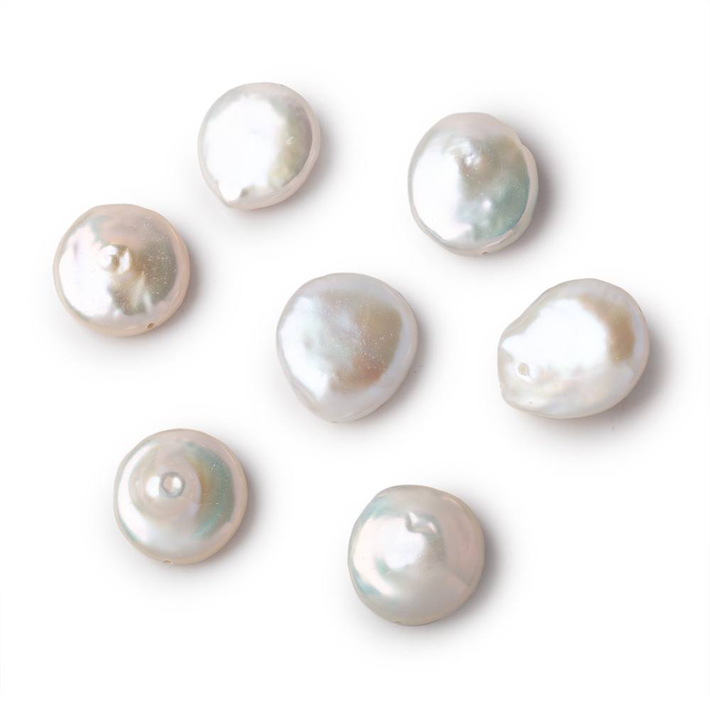 13-14mm Creamy White Coin Freshwater Pearl Focal 1 piece - Beadsofcambay.com