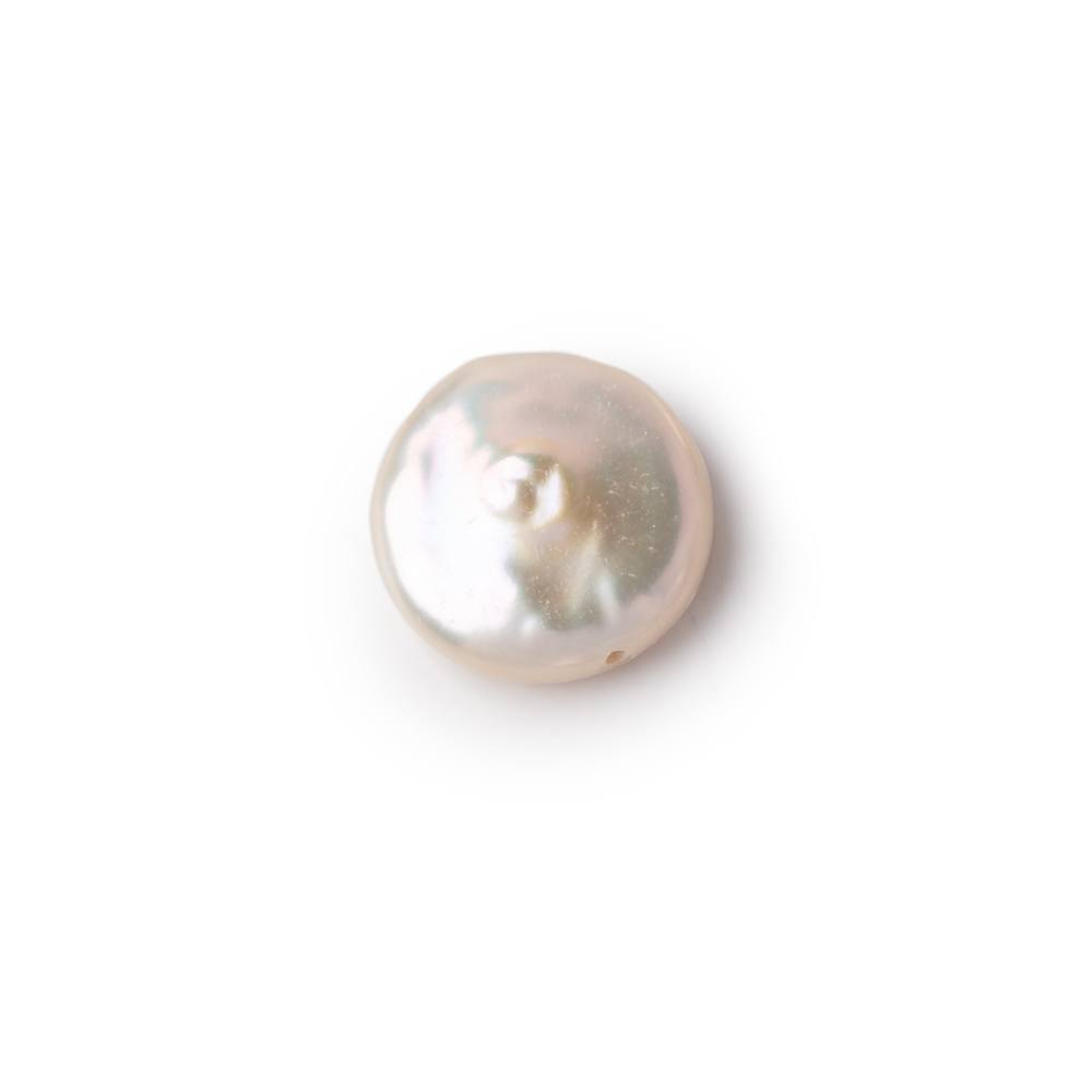 13-14mm Creamy White Coin Freshwater Pearl Focal 1 piece - Beadsofcambay.com