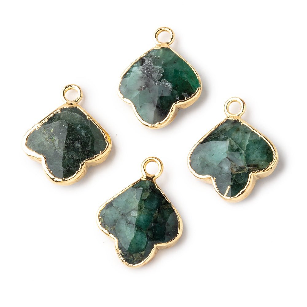 13-14mm Gold Leafed Emerald Faceted Trillium Flower Focal Pendant 1 piece - Beadsofcambay.com