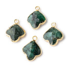 13-14mm Gold Leafed Emerald Faceted Trillium Flower Focal Pendant 1 piece - Beadsofcambay.com