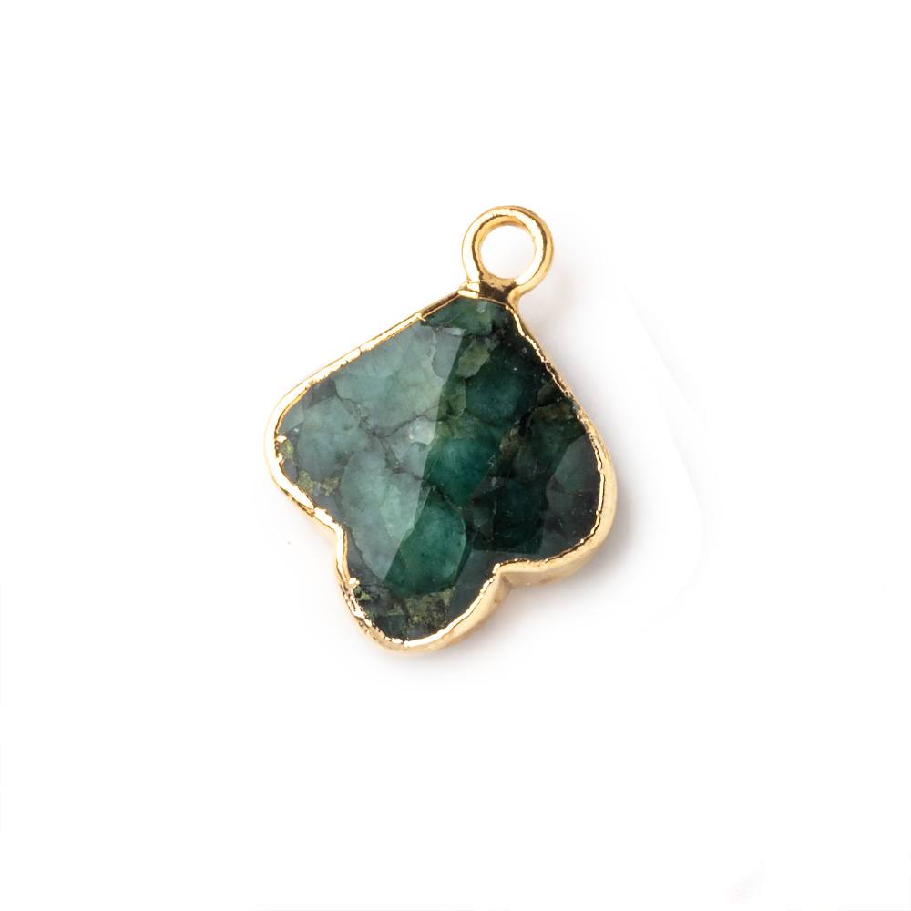 13-14mm Gold Leafed Emerald Faceted Trillium Flower Focal Pendant 1 piece - Beadsofcambay.com
